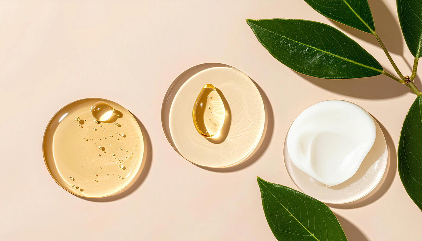 Skincare products with leaves on a light background — photo by ibnu ihza on Unsplash